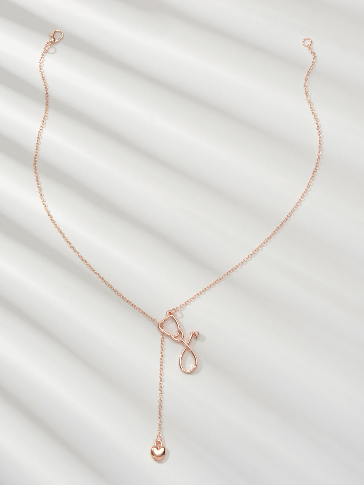 Minimalist Jewelry Trendy Gold Silver Stethoscope Heart Pendant Y shape Necklace