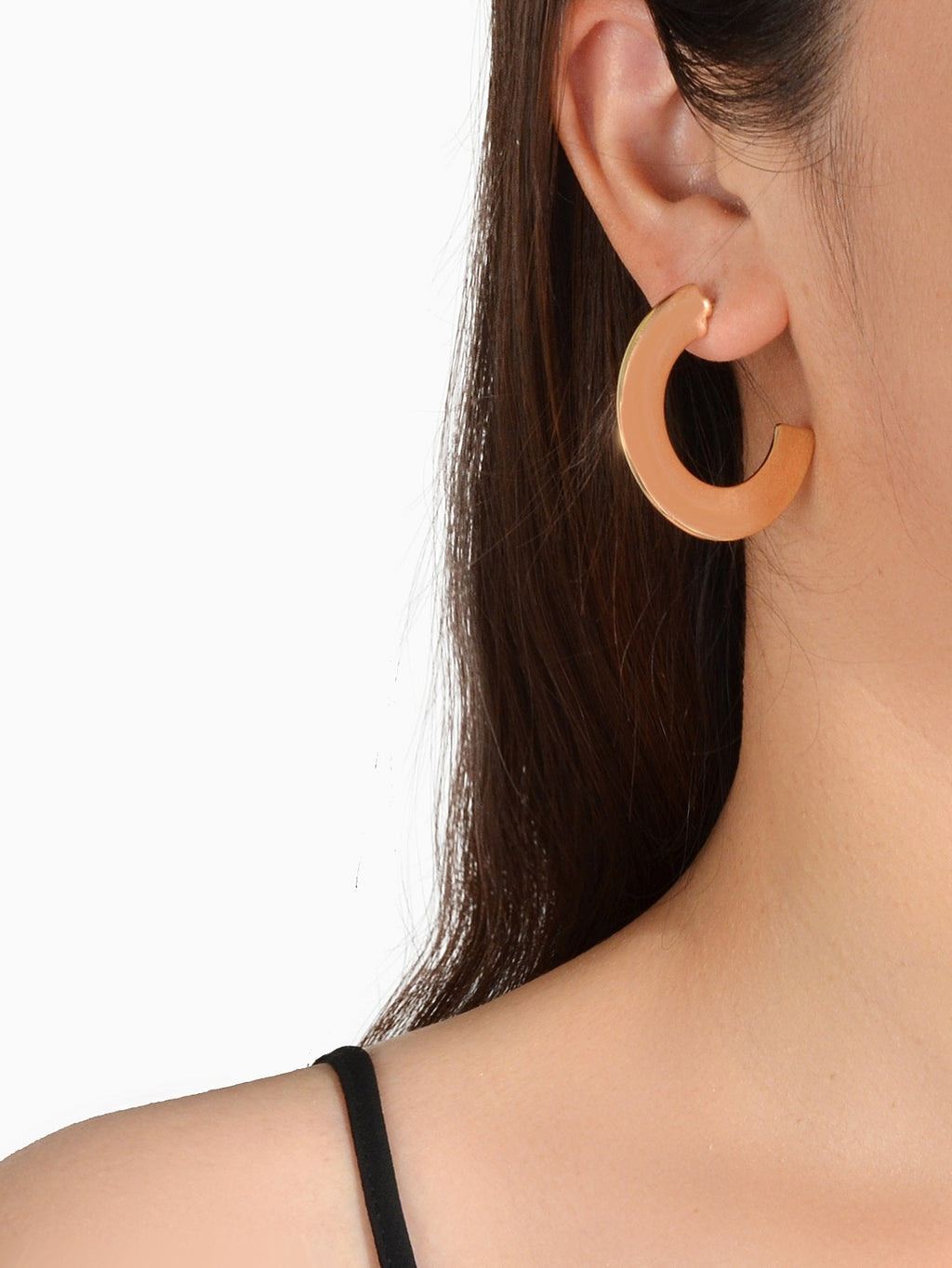Gold Metal C shape Hoop Huggie Stud Earrings Women Party Decoration Jewellery