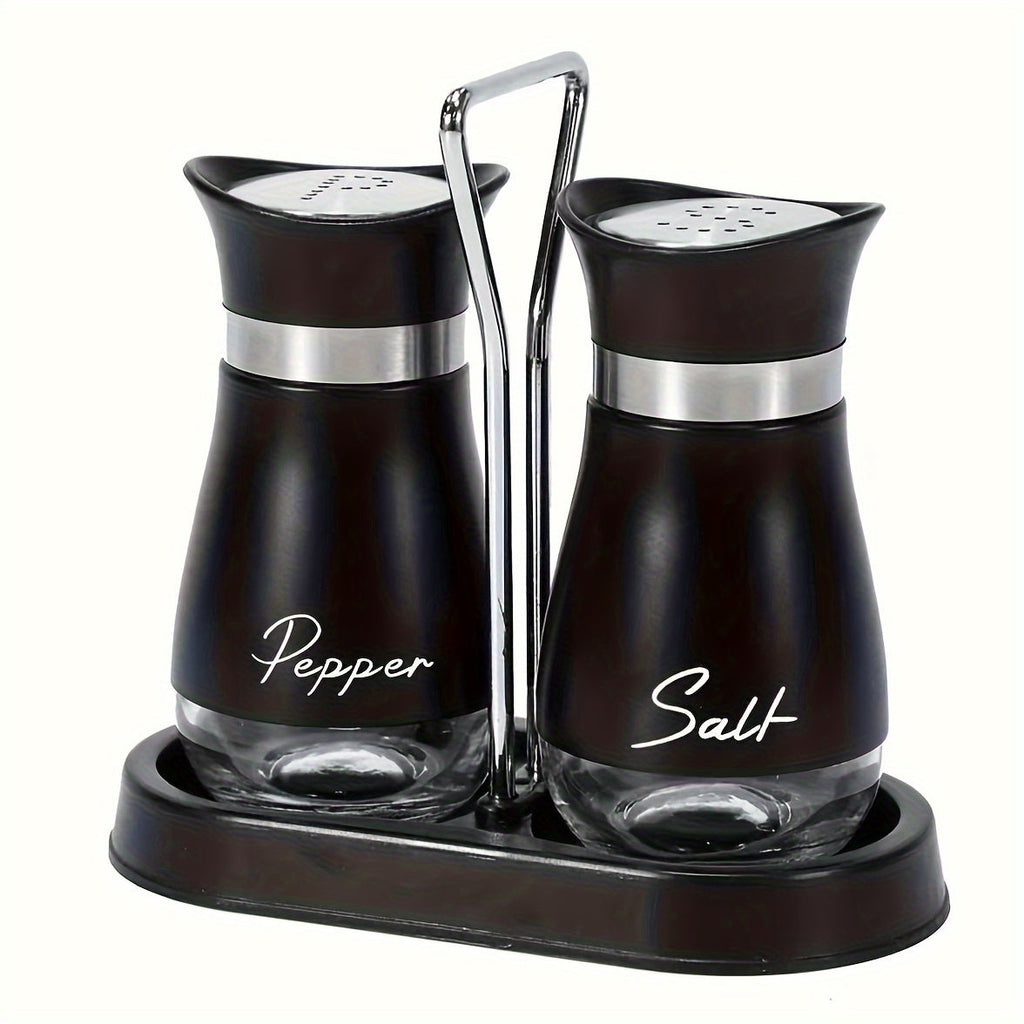 NNETM Salt and Pepper Shaker Set with Stand Stainless Steel