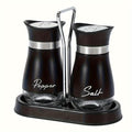 NNETM Salt and Pepper Shaker Set with Stand Stainless Steel