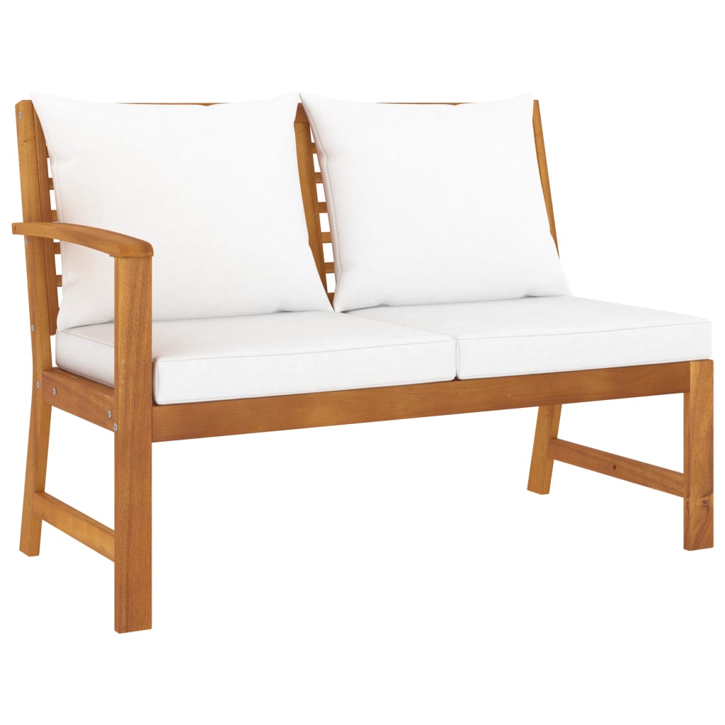 NNEVL 5 Piece Garden Lounge Set with Cushion Cream Solid Acacia Wood