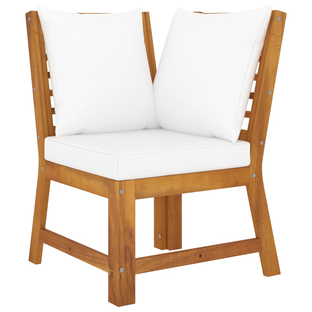 NNEVL 5 Piece Garden Lounge Set with Cushion Cream Solid Acacia Wood