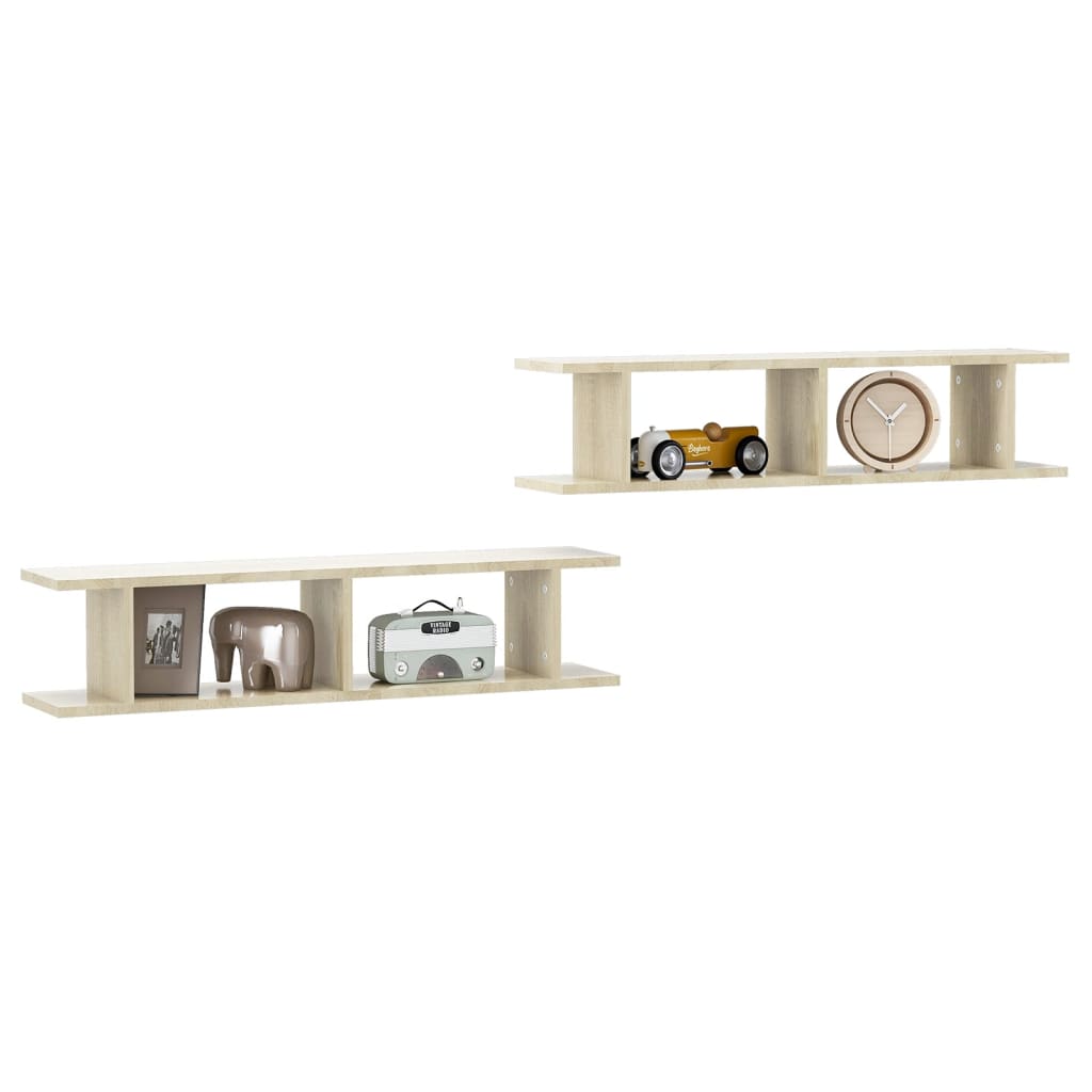 NNEVL Wall Shelves 2 pcs Sonoma Oak 90x18x20 cm Chipboard
