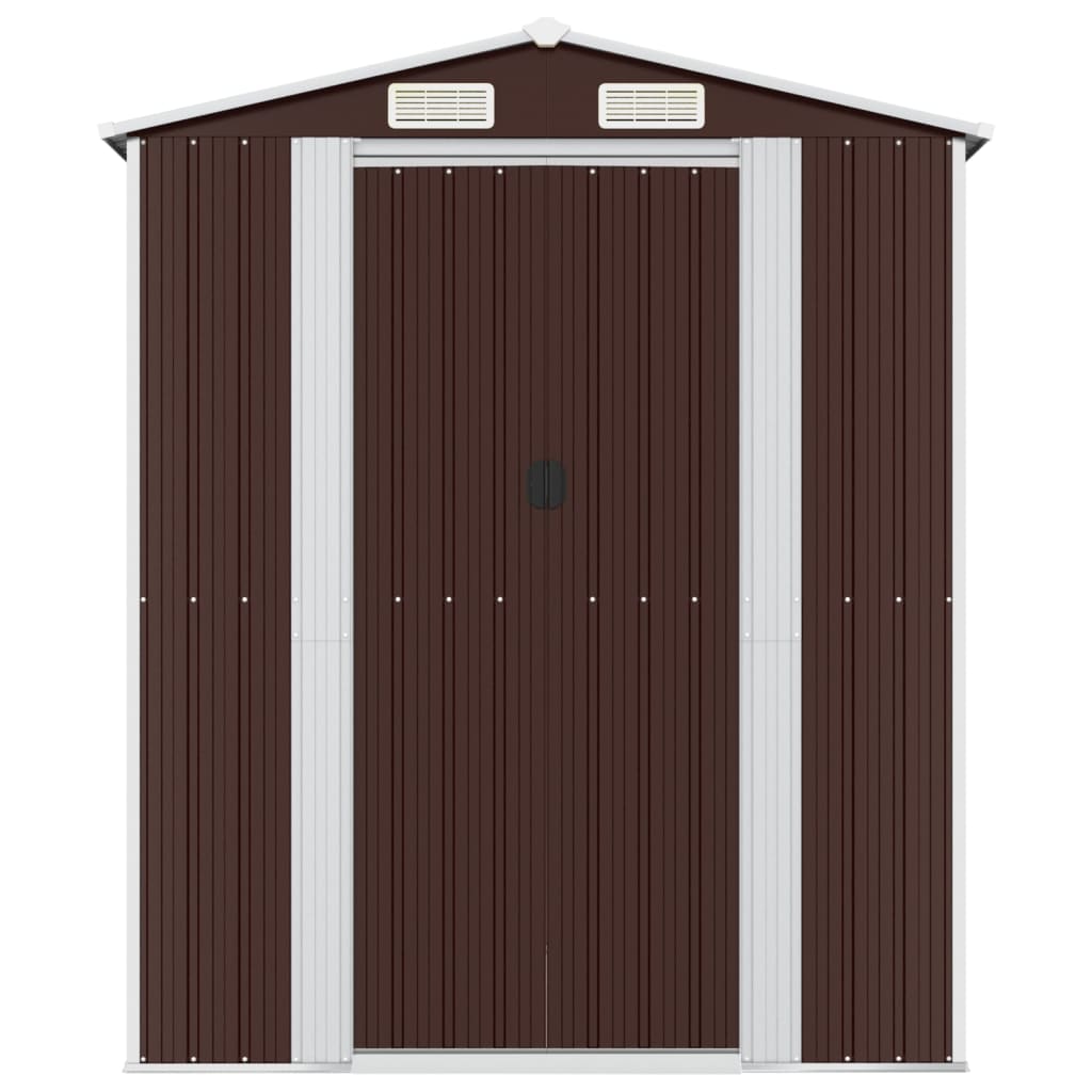 NNEVL Garden Shed Dark Brown 192x440x223 cm Galvanised Steel