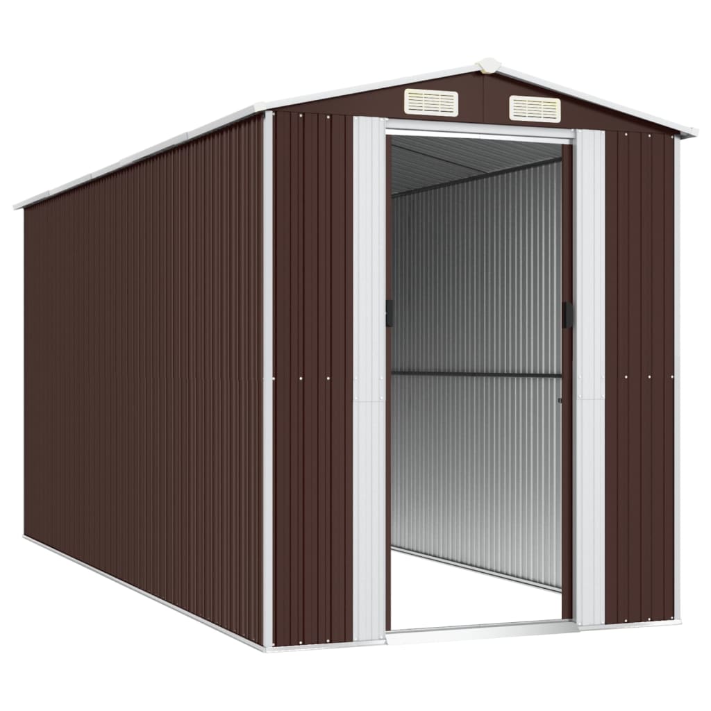 NNEVL Garden Shed Dark Brown 192x440x223 cm Galvanised Steel