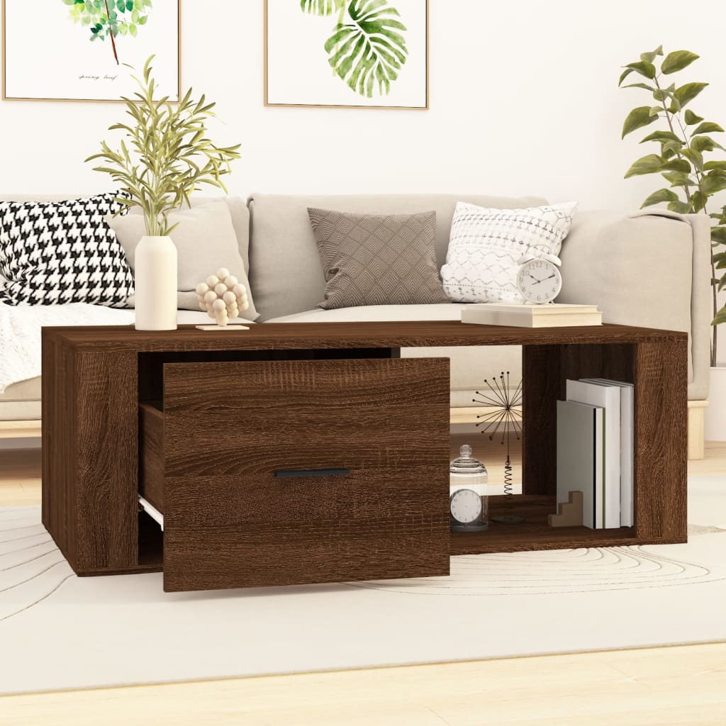 NNEVL Coffee Table Brown Oak 100x50.5x35 cm Engineered Wood