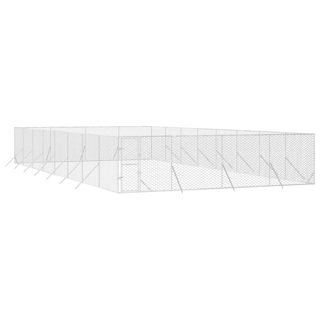 NNEVL Outdoor Dog Kennel Silver 8x16x2 m Galvanised Steel