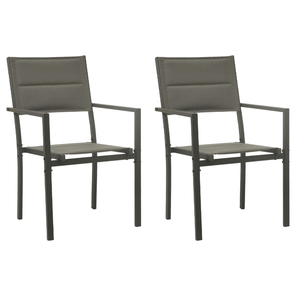 NNEVL 3 Piece Garden Dining Set Black Steel and Textilene