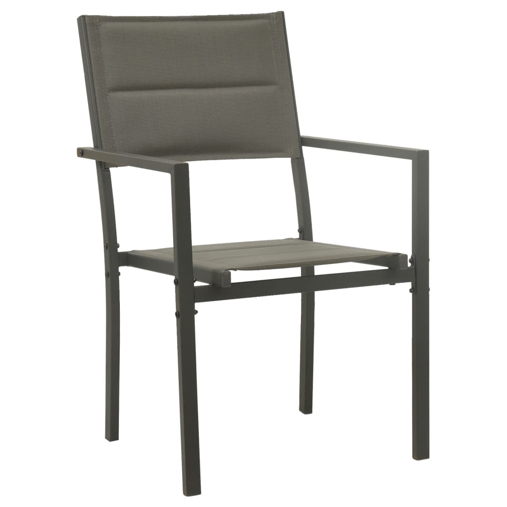 NNEVL 3 Piece Garden Dining Set Black Steel and Textilene