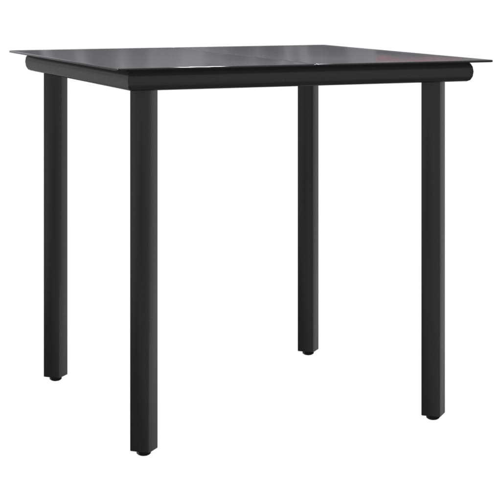 NNEVL 3 Piece Garden Dining Set Black Steel and Textilene