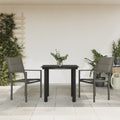 NNEVL 3 Piece Garden Dining Set Black Steel and Textilene
