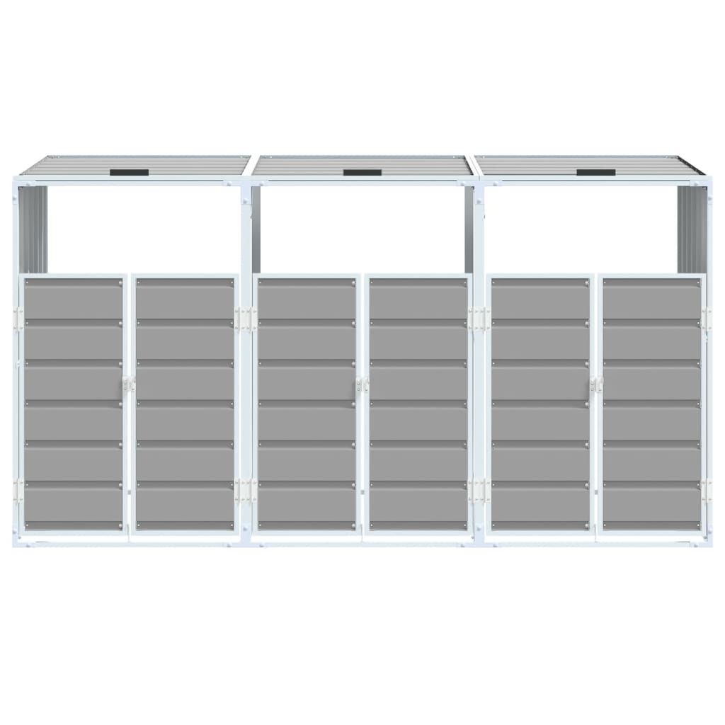 NNEVL Wheelie Bin Storage for Triple Bins Grey 216x81x115 cm Steel