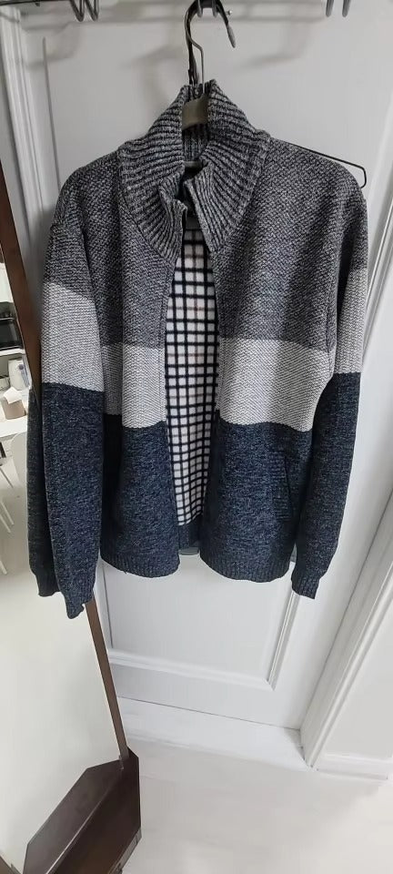 NNEOBA Mens Fleece Zipper Cardigan Winter Jacket Sweater